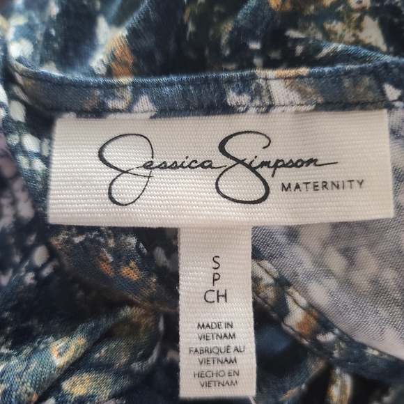 Jessica Simpson maternity maxi long sleeve dress size SMALL nwt blue floral - Picture 5 of 8